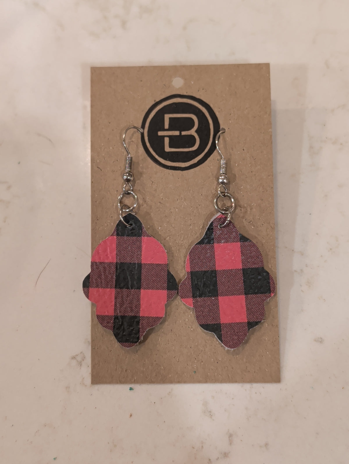 Red and black plaid earrings