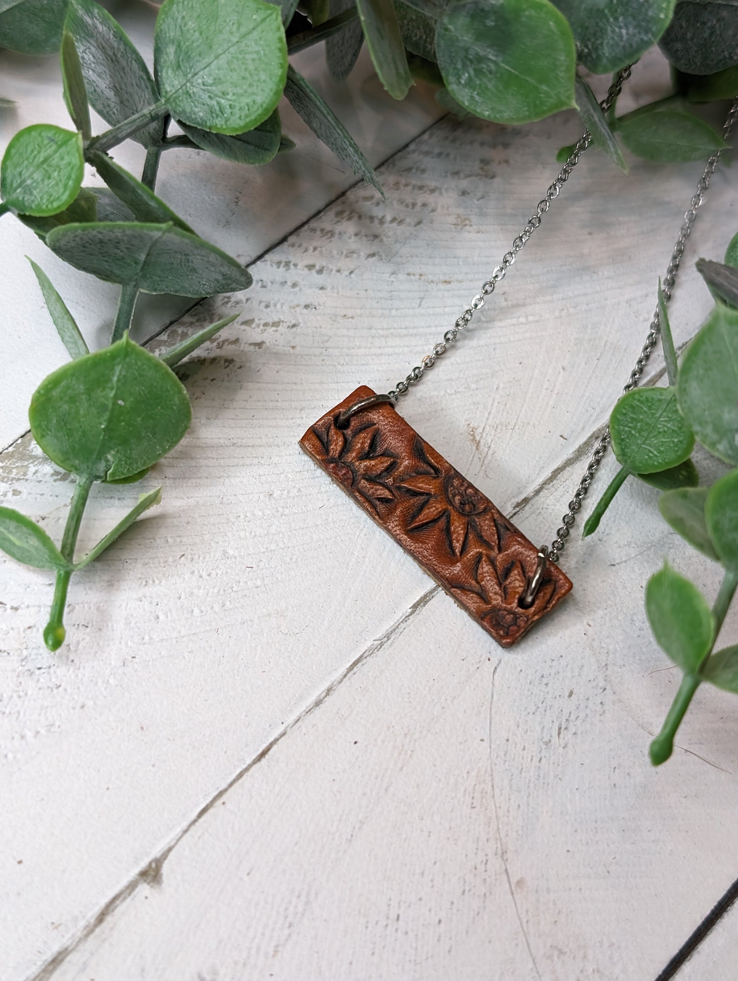Tooled Bar Necklace
