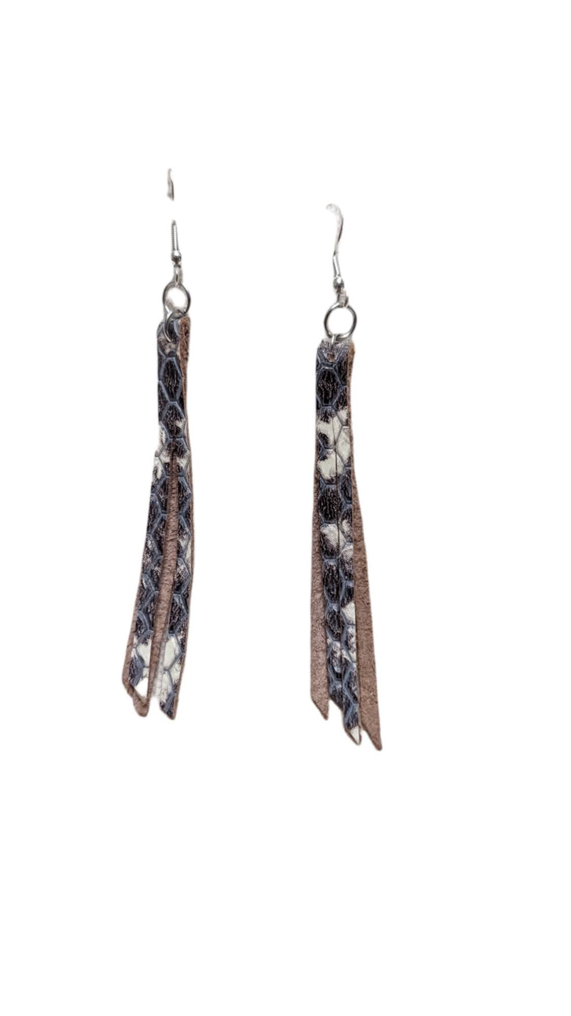 Mini Snakeskin Fringe Earrings