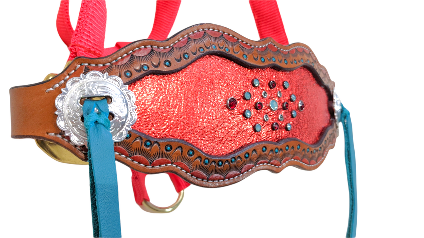 Red Metallic Bronc Halter