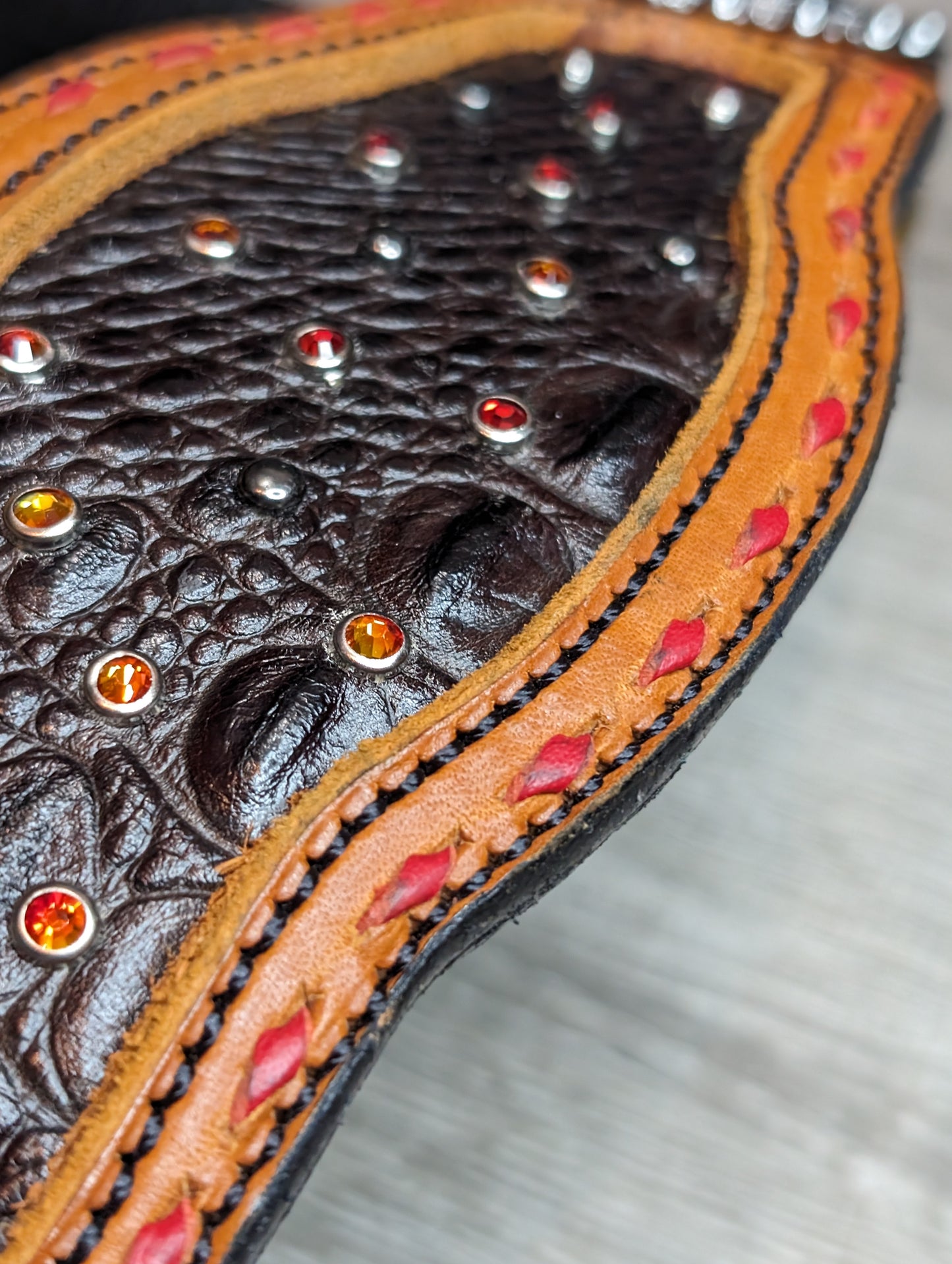 Buckstitched Bronc Noseband on Black Nylon Halter