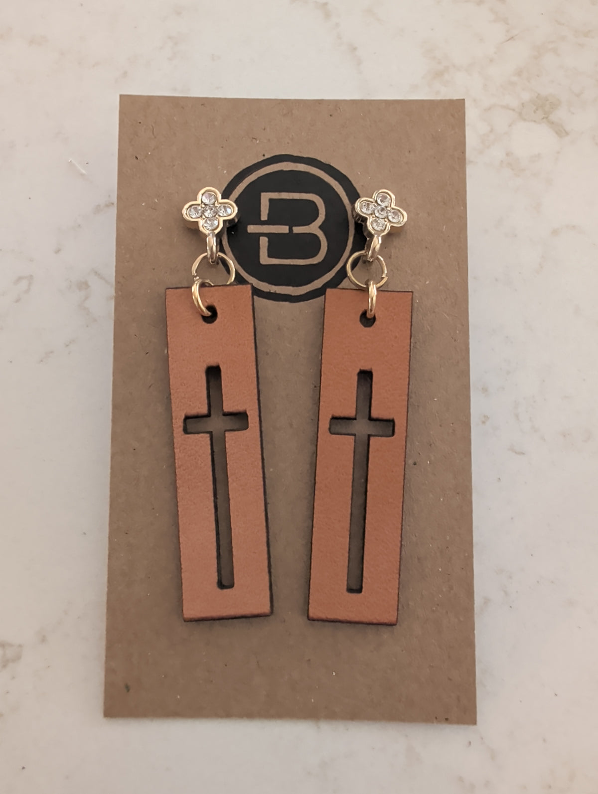 Cross Bar Earrings with CZ post