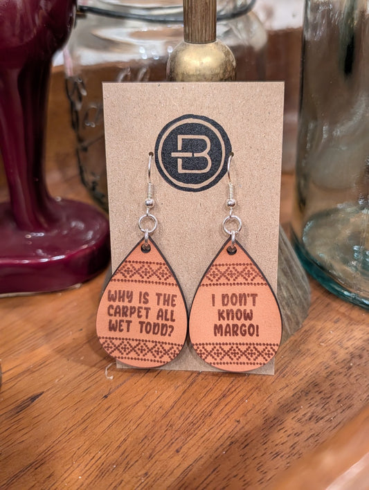 Christmas Vacation Margot Quote Leather Earrings