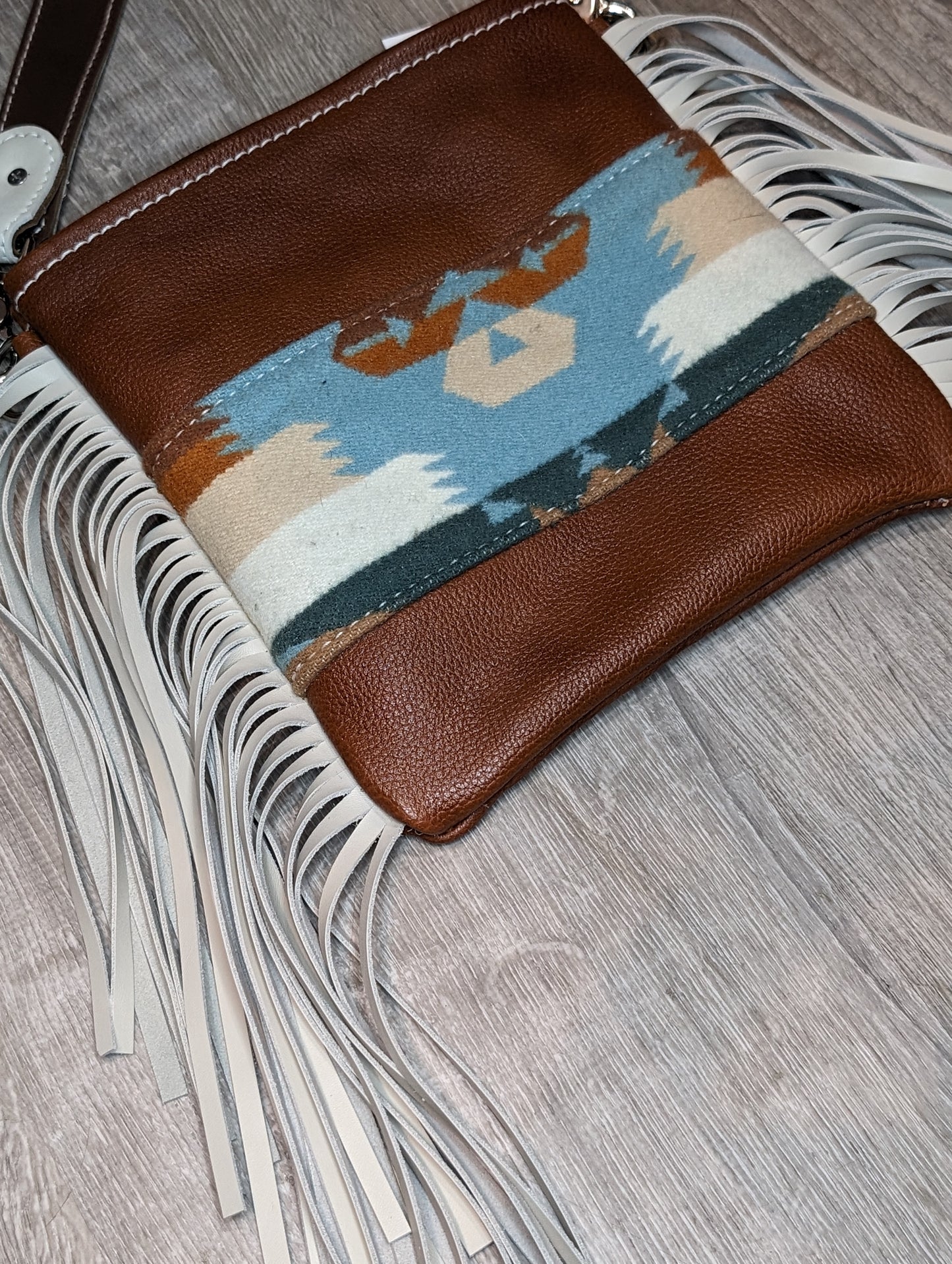 Crossbody Purse with Authentic Southwestern wool & fringe