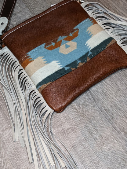 Crossbody Purse with Authentic Southwestern wool & fringe