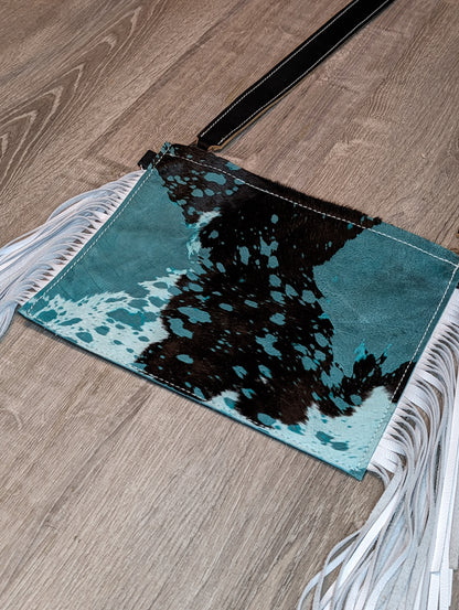 Turquoise Hair-on Cowhide Crossbody Purse