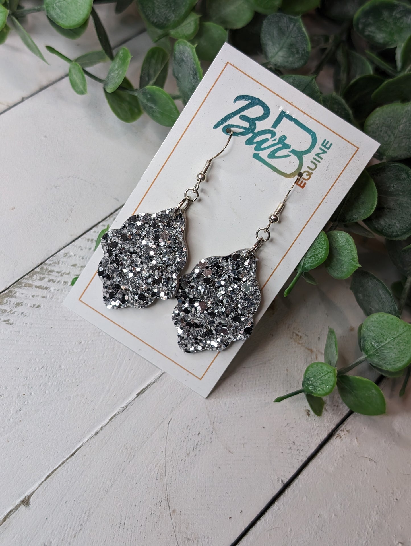 Glitter Scallop Drop Bridal Earrings