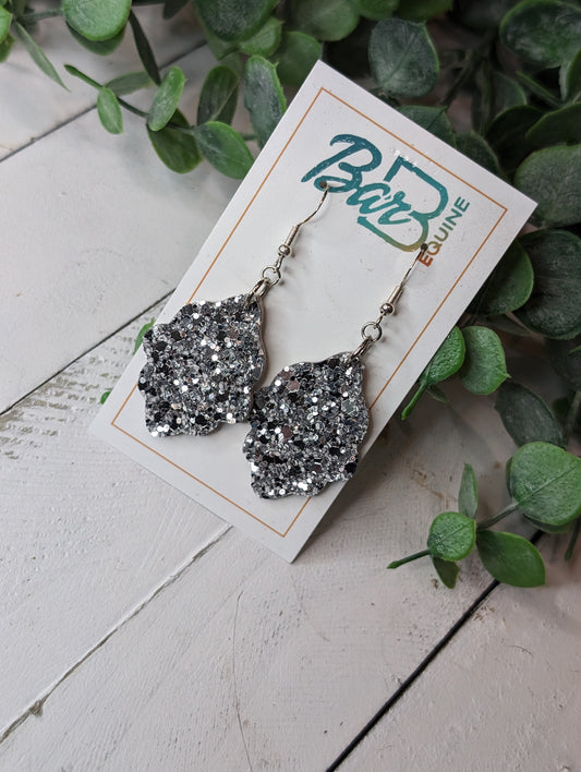 Glitter Scallop Drop Bridal Earrings