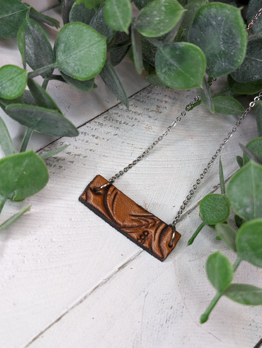 Tooled Bar Necklace