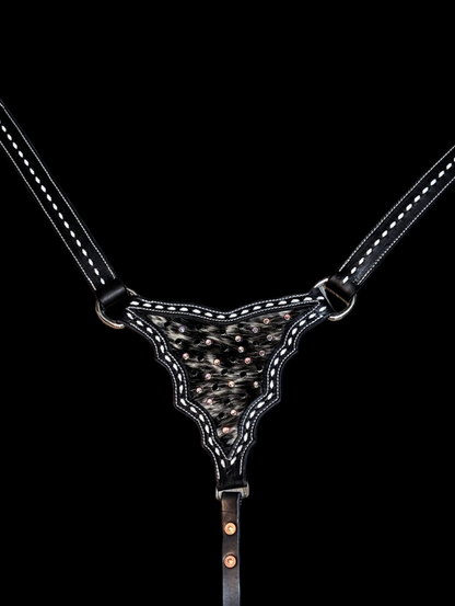Black Gladiator Breast Collar with Hair-on Hide