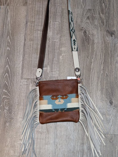 Crossbody Purse with Authentic Southwestern wool & fringe