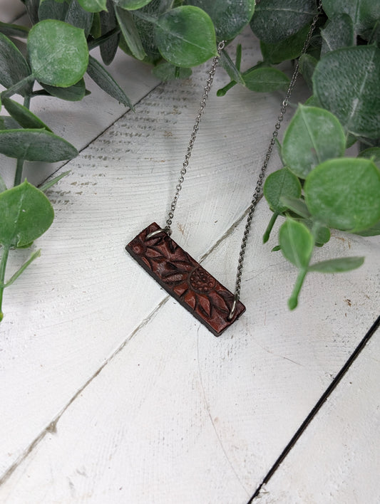 Tooled Bar Necklace