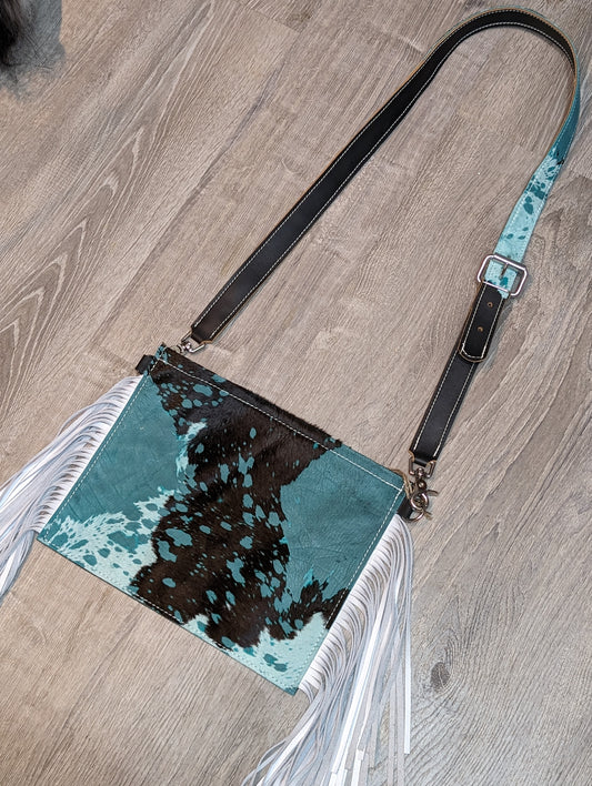 Turquoise Hair-on Cowhide Crossbody Purse