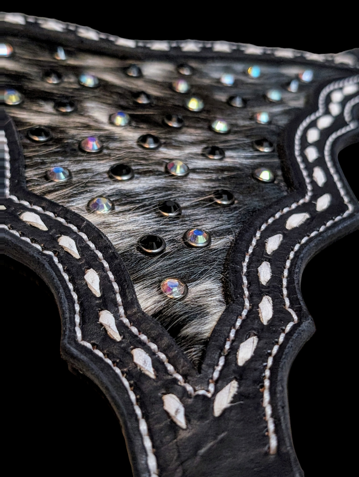 Black Gladiator Breast Collar with Hair-on Hide