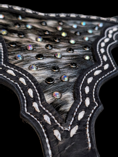 Black Gladiator Breast Collar with Hair-on Hide