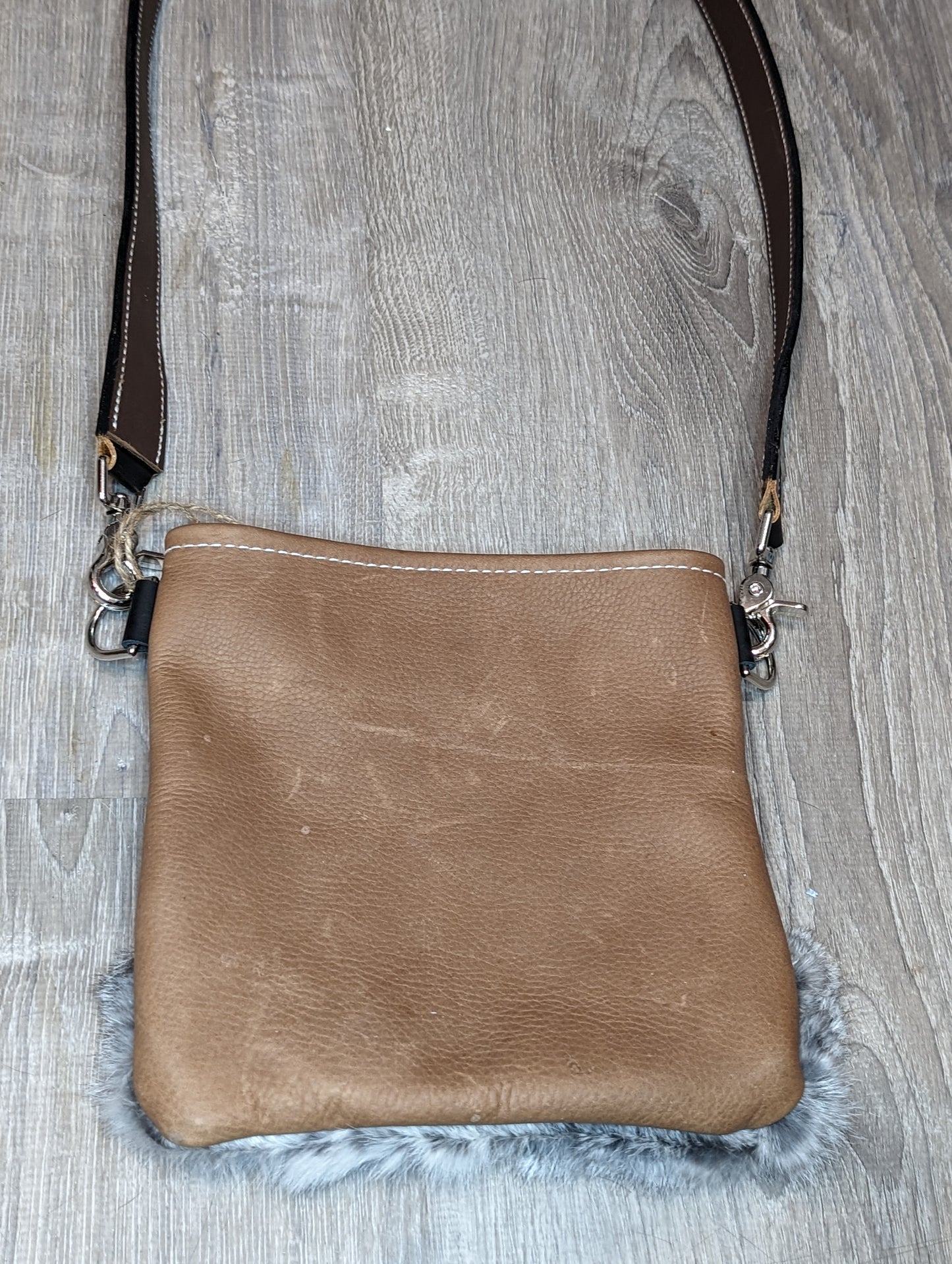 Tan crossbody with rabbit
