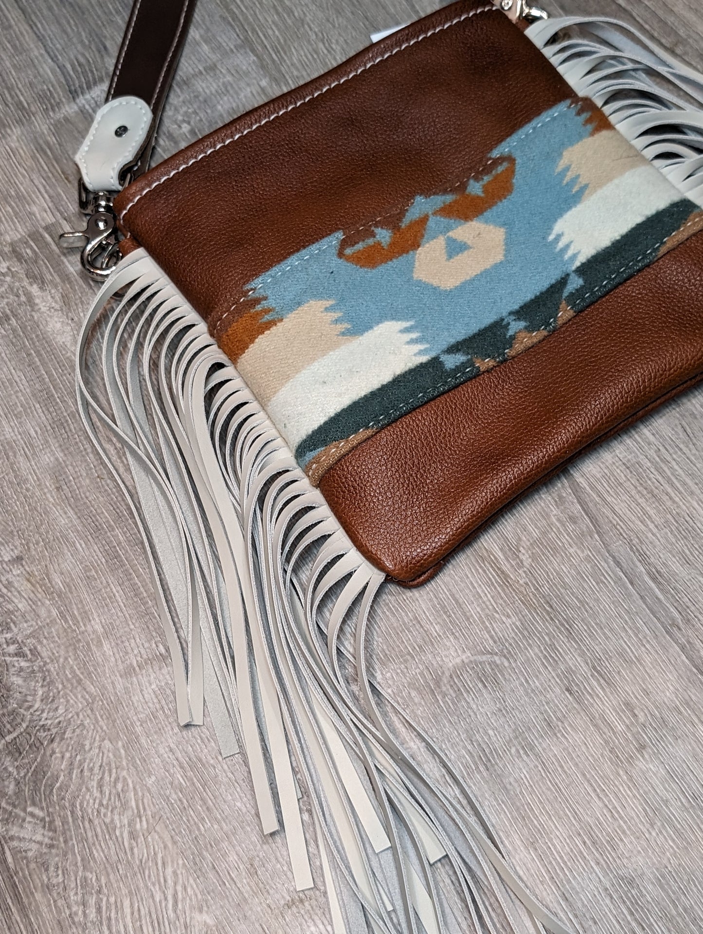 Crossbody Purse with Authentic Southwestern wool & fringe