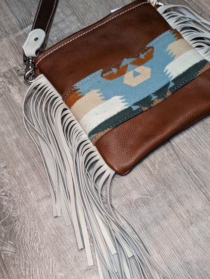 Crossbody Purse with Authentic Southwestern wool & fringe