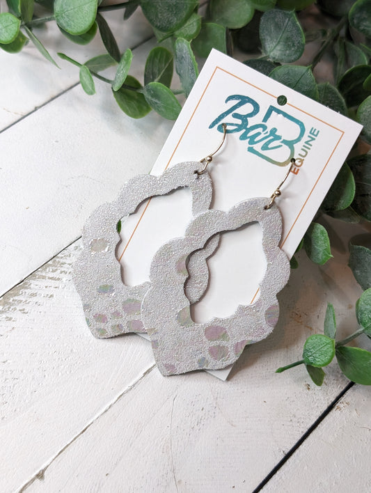 White Holographic Scallop Bridal Earrings