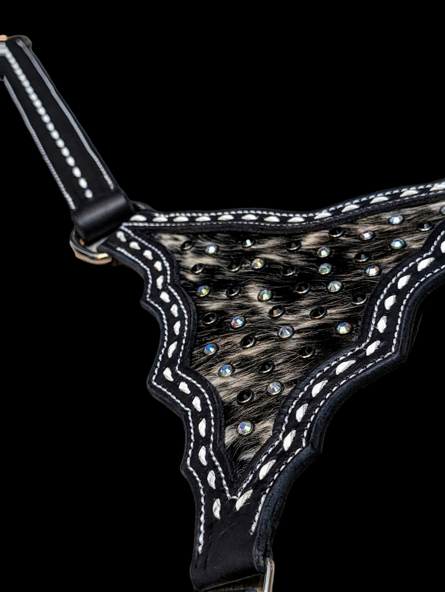 Black Gladiator Breast Collar with Hair-on Hide