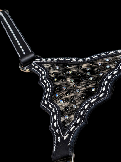 Black Gladiator Breast Collar with Hair-on Hide