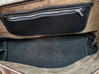 Brown Pull up leather crossbody purse
