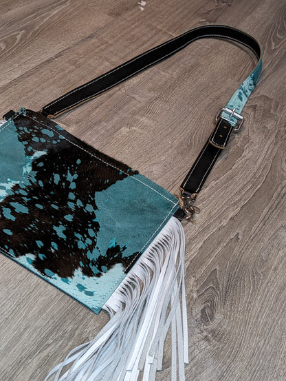 Turquoise Hair-on Cowhide Crossbody Purse