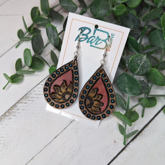 Tooled Sunflower Earrings