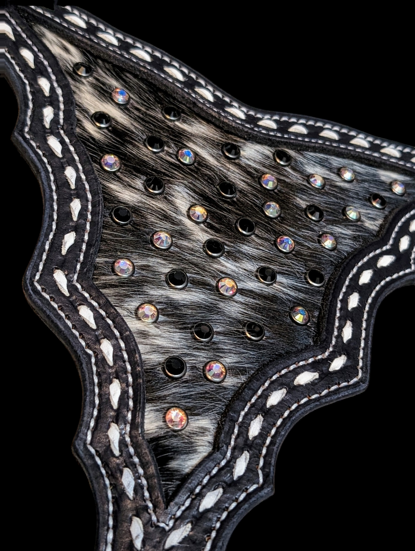 Black Gladiator Breast Collar with Hair-on Hide