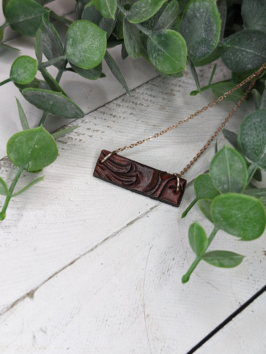 Tooled Bar Necklace