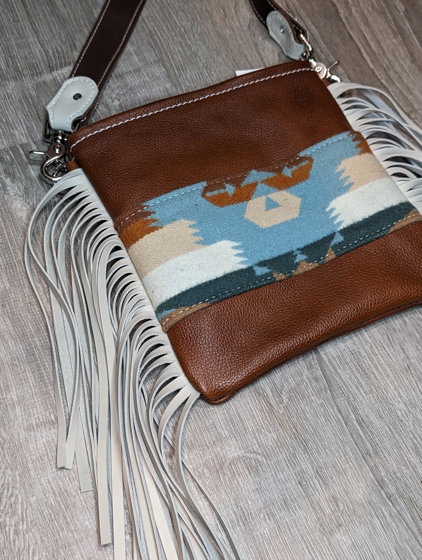 Crossbody Purse with Authentic Southwestern wool & fringe