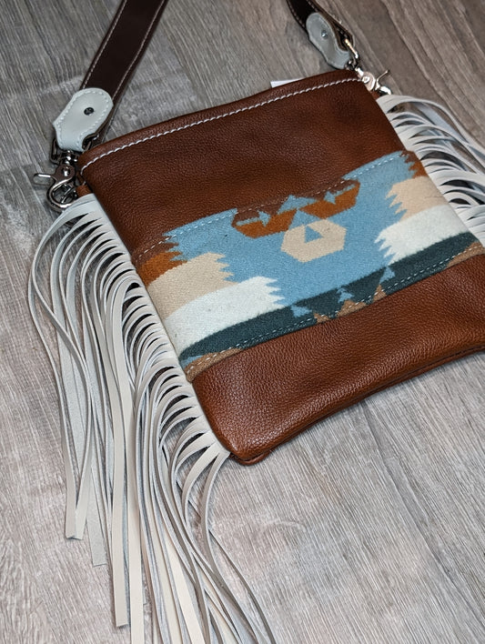 Crossbody Purse with Authentic Southwestern wool & fringe