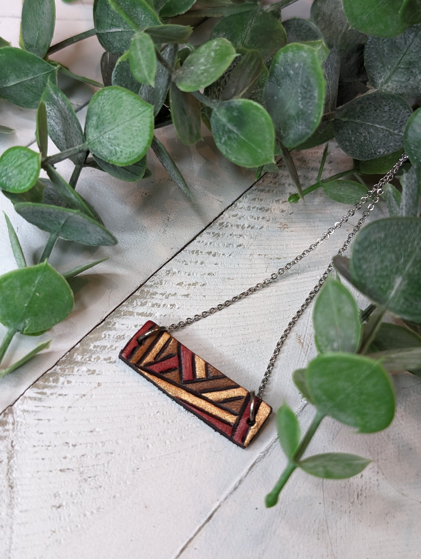 Tooled Bar Necklace
