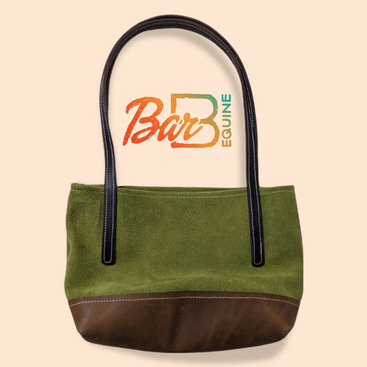 Green Suede Two-Toned Tote