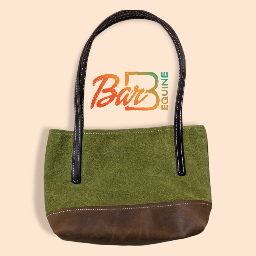 Green Suede Two-Toned Tote