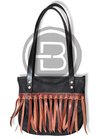Canvas Lined Tote Bag with Fringe