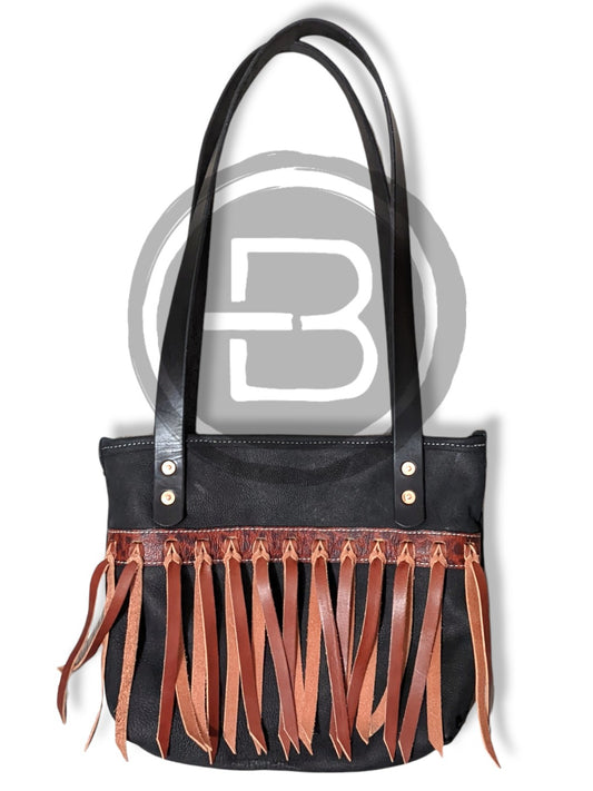 Canvas Lined Tote Bag with Fringe