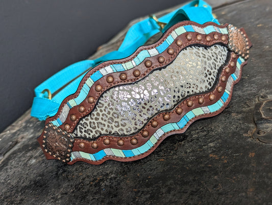 Silver Cheetah and Turquoise Bronc Halter