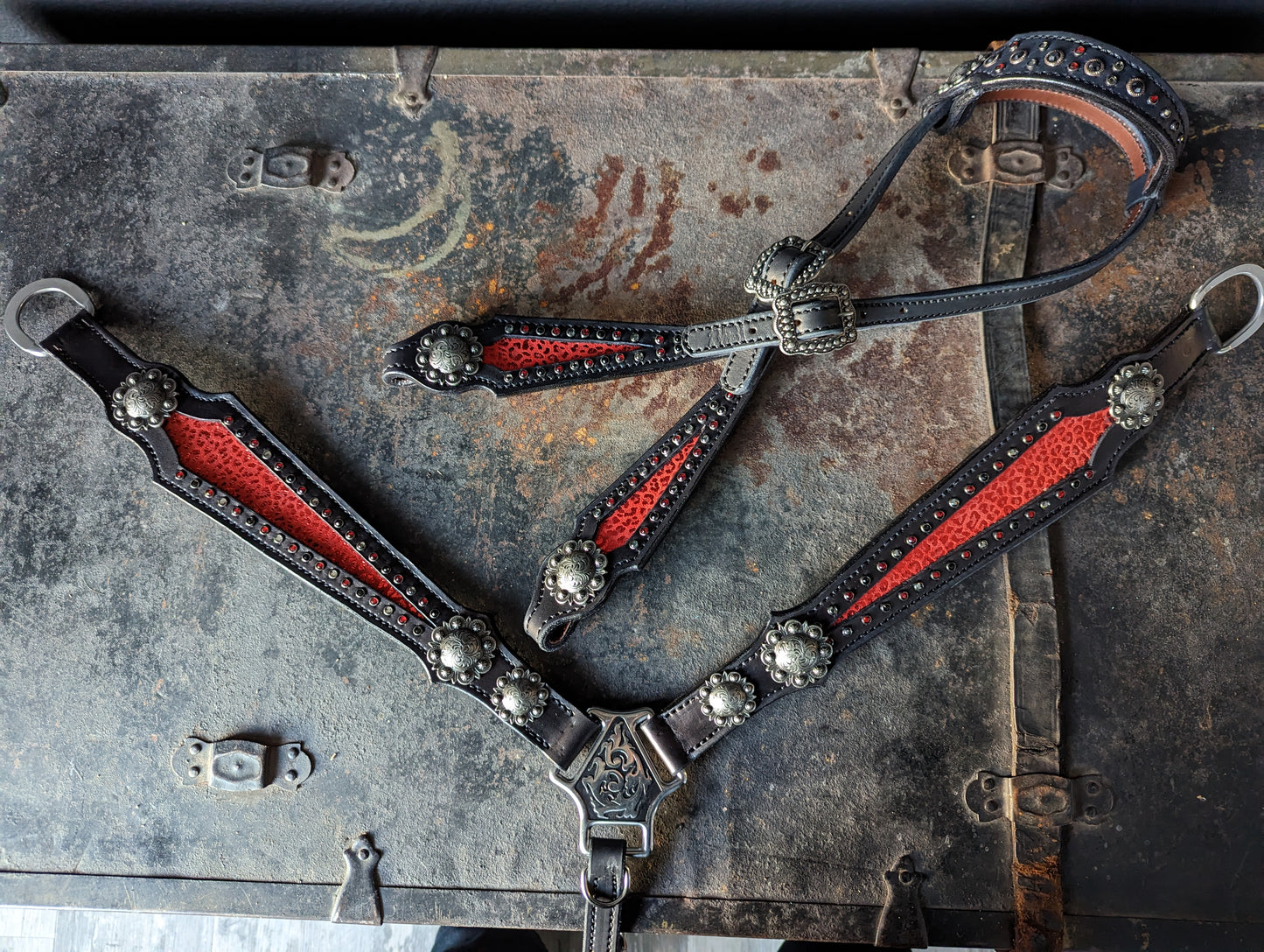 Red & Black Cheetah Tack Set