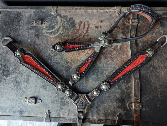 Red & Black Cheetah Tack Set