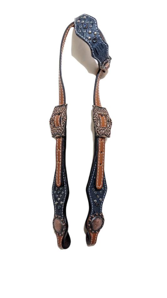 Navy Gator Headstall