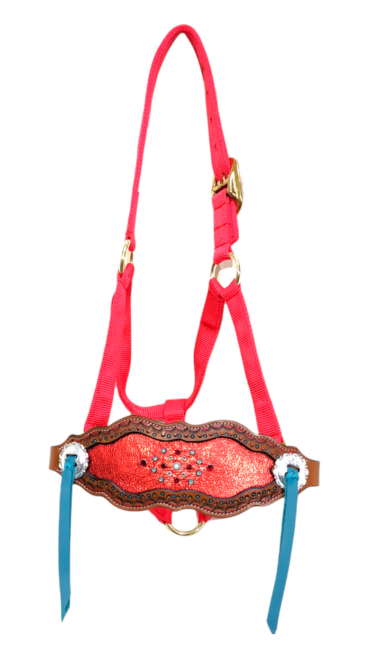 Red Metallic Bronc Halter